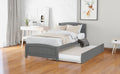 Twin Size Platform Bed With Trundle, Gray