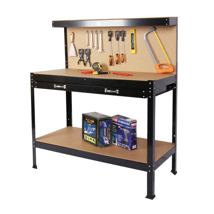 Steel Workbench Tool Storage Work Bench Workshop Tools Table W Drawer And Peg Board 63"