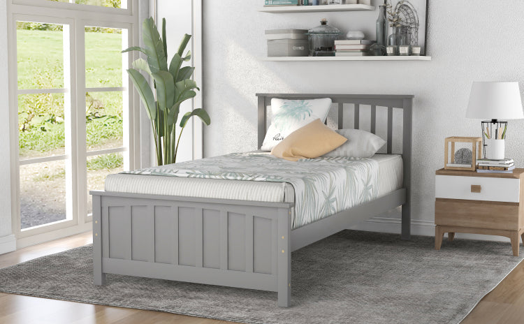 Wood Platform Bed Twin Size Platform Bed, Gray