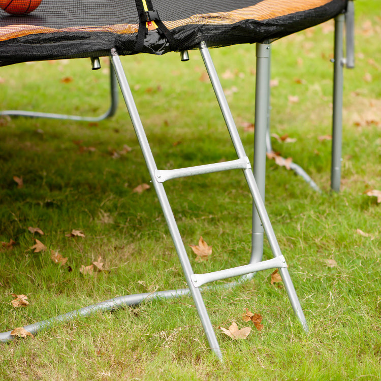 Upgrade 14Ft Trampoline With Basketball Hoop Inflator And Ladder Outer Safety Enclosure Orange