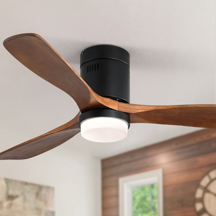 52 Inch Indoor S 3 Solid Wood Fan Blade Noiseless Reversible Motor Remote Control With Light