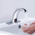 Automatic Sensor Touchless Bathroom Sink Faucet With Deck Plate, Chrome Vanity Faucets, Hands Free Bathroom Water Tap With Cold And Hot Water Mixer