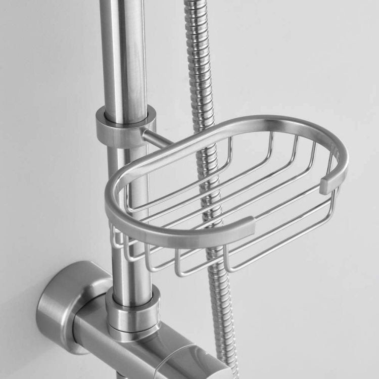 Shower System With Rain Showerhead, 5 Function Hand Shower, Adjustable Slide Bar And Soap Dish For Bathroom Shower Faucet Set, Brushed Nickel Finish