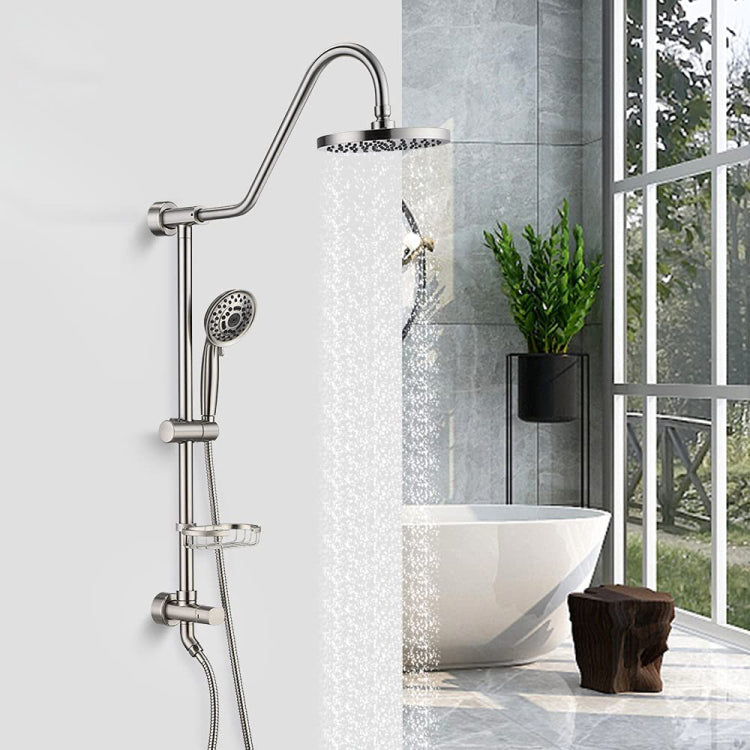 Shower System With Rain Showerhead, 5 Function Hand Shower, Adjustable Slide Bar And Soap Dish For Bathroom Shower Faucet Set, Brushed Nickel Finish