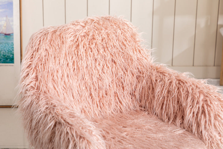 Hengming Modern Faux Fur Home Office Chair, Fluffy Chair For Girls, Makeup Vanity Chair