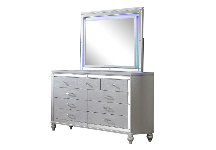 Sterling King 5 Pc Led Bedroom Set Made With Wood In Silver Color Nj Inventory