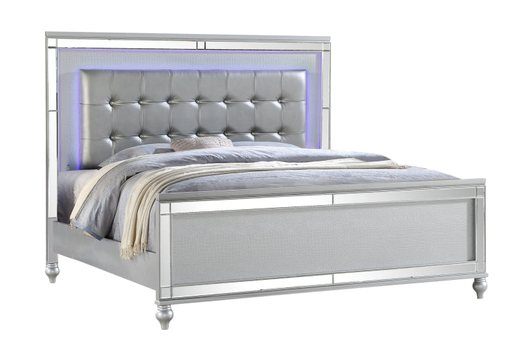 Sterling King 5 Pc Led Bedroom Set Made With Wood In Silver Color Nj Inventory