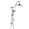 Shower System With Rain Showerhead, 5 Function Hand Shower, Adjustable Slide Bar And Soap Dish For Bathroom Shower Faucet Set, Brushed Nickel Finish