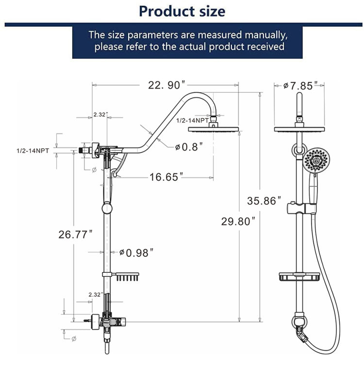 Shower System With Rain Showerhead, 5 Function Hand Shower, Adjustable Slide Bar And Soap Dish For Bathroom Shower Faucet Set, Brushed Nickel Finish