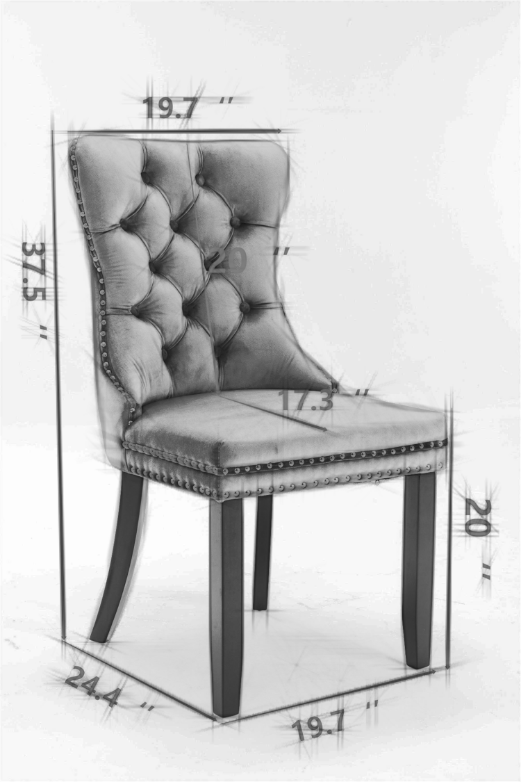 Nikki Collection Modern, High End Tufted Solid Wood Contemporary Flax Upholstered Dining Chair With Wood Legs Nailhead Trim 2 Pcs Set,Gray, Sw6801Bg