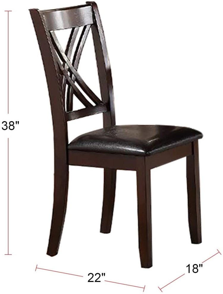 7Pcs Dining Set Dining Table 6 Side Chairs Clean Espresso Finish Cushion Seats X Design Back Chairs