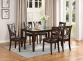 7Pcs Dining Set Dining Table 6 Side Chairs Clean Espresso Finish Cushion Seats X Design Back Chairs