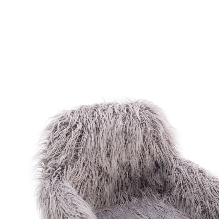 Hengming Modern Faux Fur Home Office Chair, Fluffy Chair For Girls, Makeup Vanity Chair With Gold Plating Base