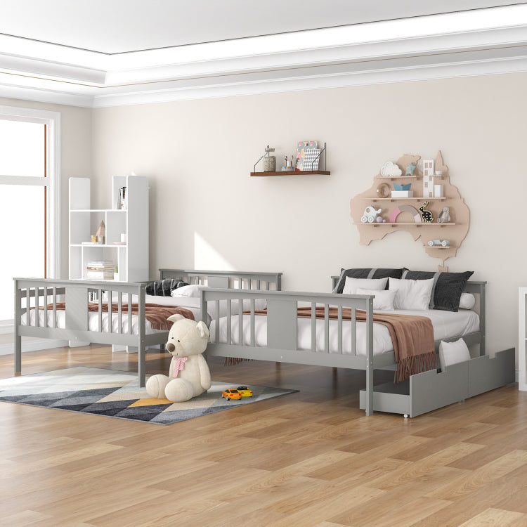 Full Over Full Bunk Bed With Drawers And Ladder For Bedroom, Guest Room Furniture Gray Old Sku :Lt000205Aae