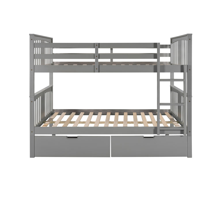Full Over Full Bunk Bed With Drawers And Ladder For Bedroom, Guest Room Furniture Gray Old Sku :Lt000205Aae