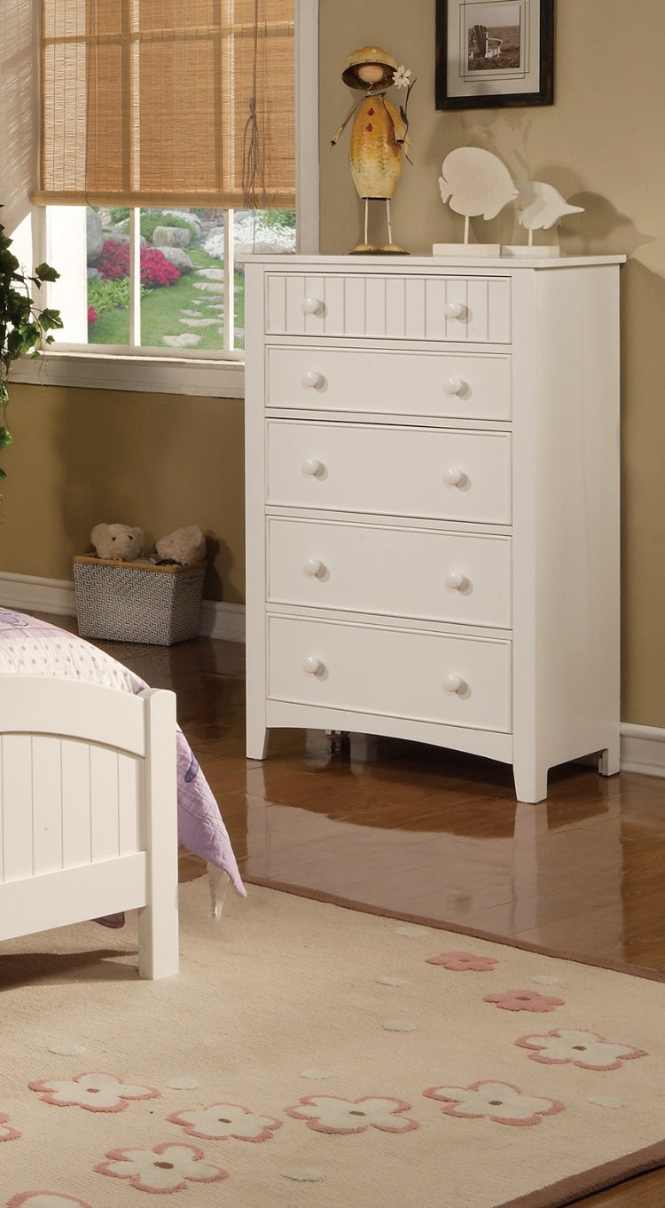 Contemporary White 1Pc Chest Of Drawers Plywood Pine Veneer Bedroom Furniture