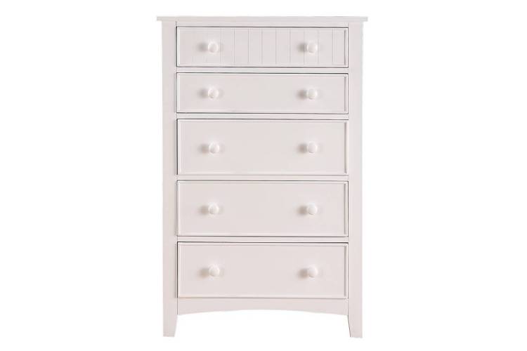 Contemporary White 1Pc Chest Of Drawers Plywood Pine Veneer Bedroom Furniture