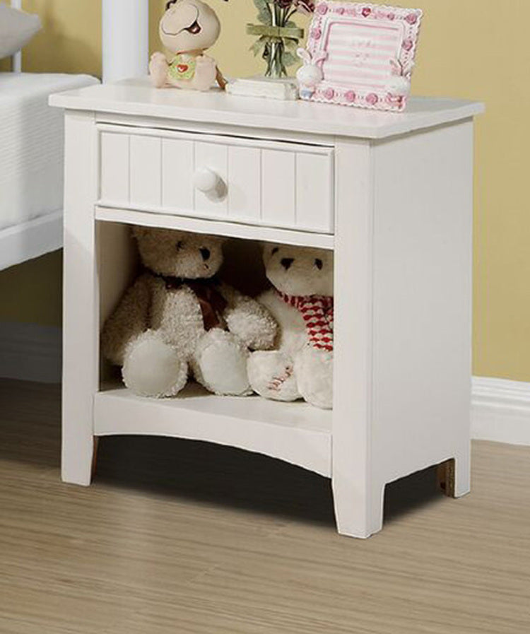 White Nightstand Shelf Storage Drawers Pine Veneer Mdf Wooden 1Pc Modern Nightstand