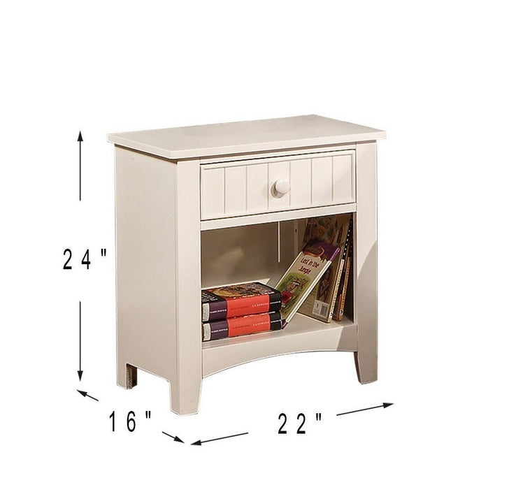 White Nightstand Shelf Storage Drawers Pine Veneer Mdf Wooden 1Pc Modern Nightstand