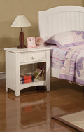 White Nightstand Shelf Storage Drawers Pine Veneer Mdf Wooden 1Pc Modern Nightstand
