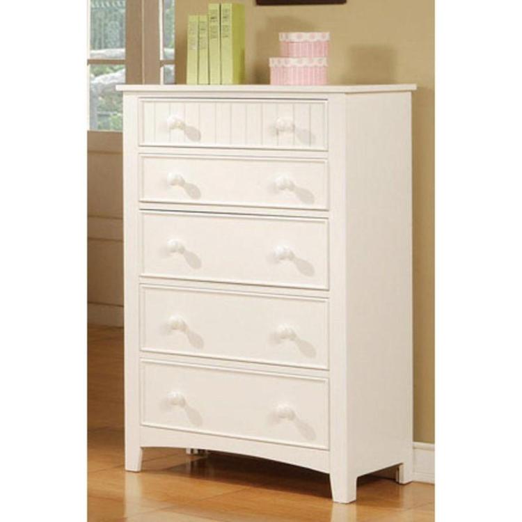 Contemporary White 1Pc Chest Of Drawers Plywood Pine Veneer Bedroom Furniture