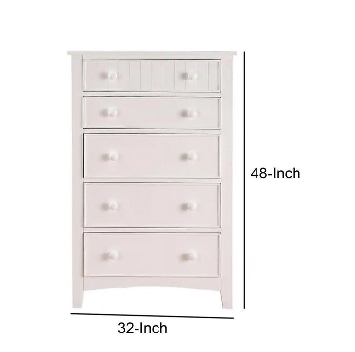 Contemporary White 1Pc Chest Of Drawers Plywood Pine Veneer Bedroom Furniture