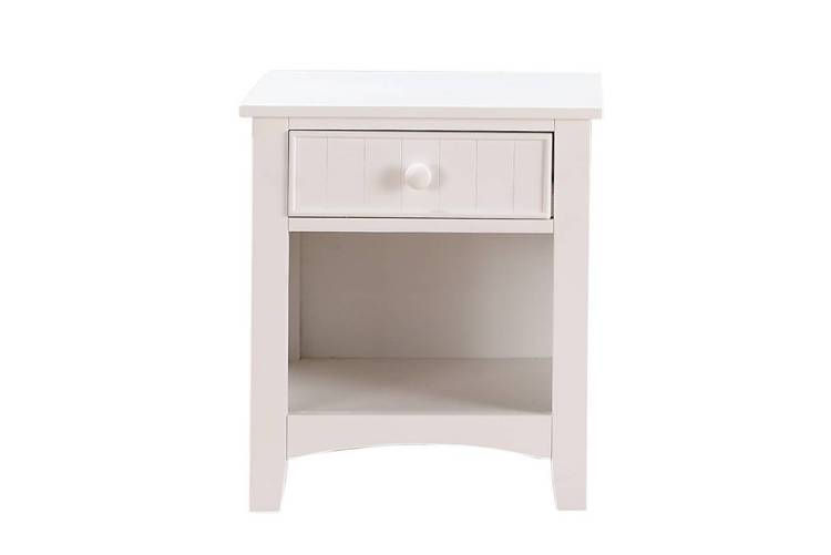 White Nightstand Shelf Storage Drawers Pine Veneer Mdf Wooden 1Pc Modern Nightstand
