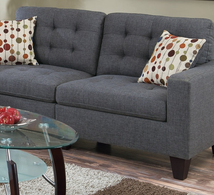 Living Room Furniture 2Pc Sofa Set Blue Grey Polyfiber Tufted Sofa Loveseat W Pillows Cushion Couch Solid Pine