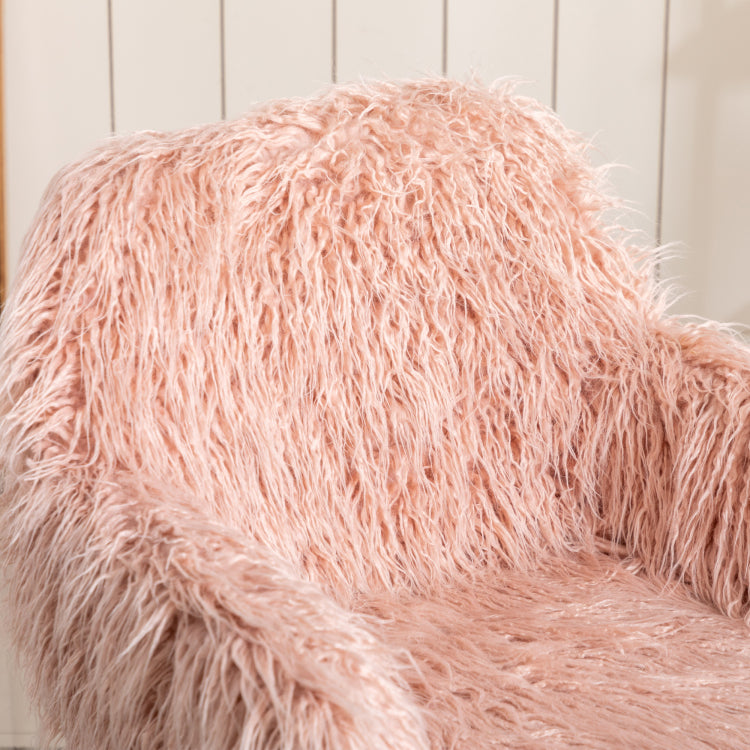 Hengming Modern Faux Fur Home Office Chair, Fluffy Chair For Girls, Makeup Vanity Chair