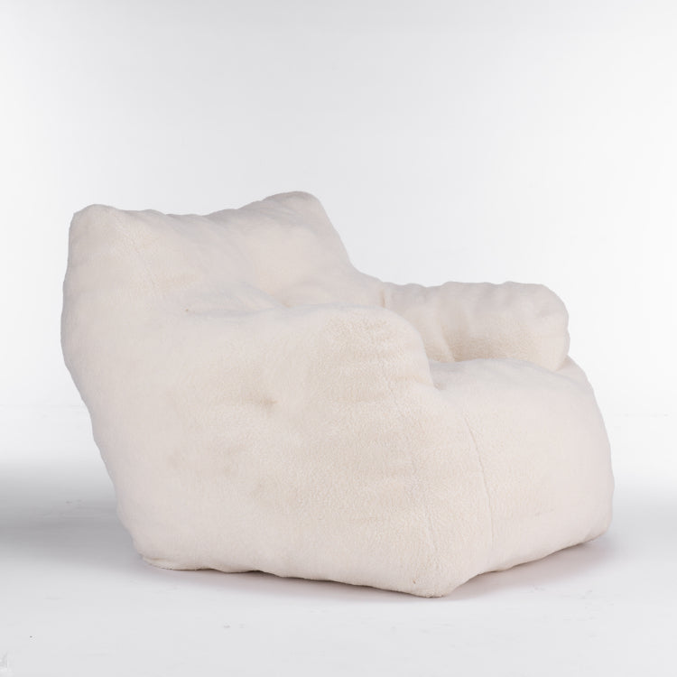 010 Soft Teddy Fabric Tufted Foam Bean Bag Chair With Teddy Fabric Ivory White