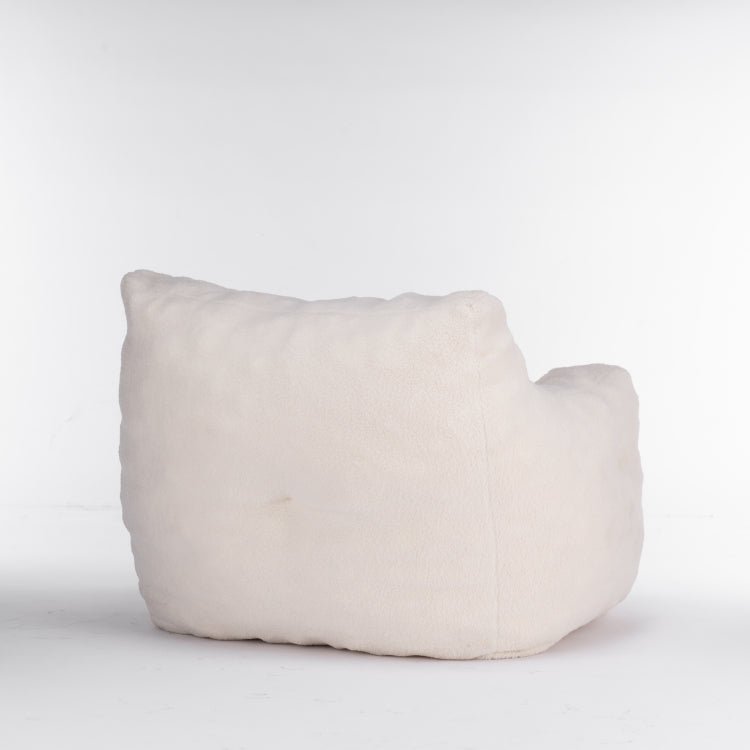 010 Soft Teddy Fabric Tufted Foam Bean Bag Chair With Teddy Fabric Ivory White