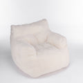 010 Soft Teddy Fabric Tufted Foam Bean Bag Chair With Teddy Fabric Ivory White