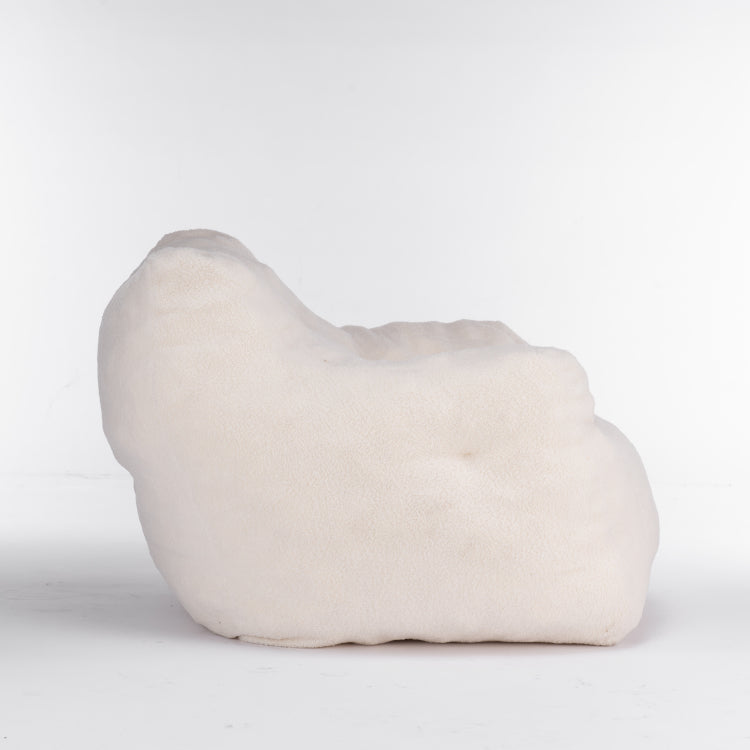 010 Soft Teddy Fabric Tufted Foam Bean Bag Chair With Teddy Fabric Ivory White