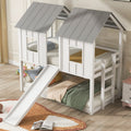 Twin Over Twin House Bunk Bed With Slide And Windows,White Old Sku:Gx000920Aak 1,Sm000920Aak