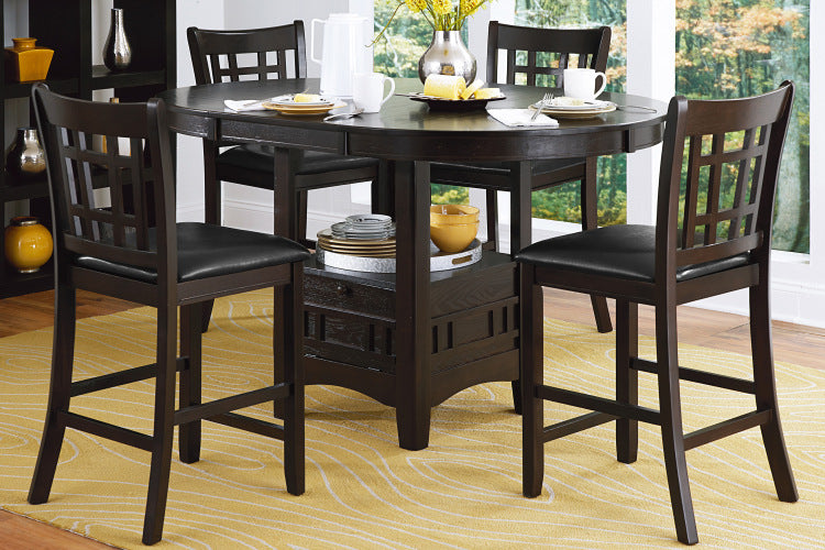 Classic Style Counter Height Chairs 2Pc Dark Cherry Finish Faux Leather Upholstery Dining Furniture