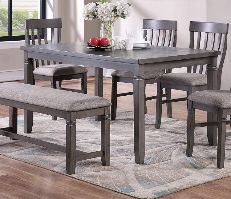 Dining Room Furniture Simple 6Pc Set Dining Table 4X Side Chairs And A Bench Solid Wood And Veneers