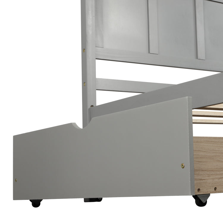 Platform Storage Bed, 2 Drawers With Wheels, Twin Size Frame, Gray