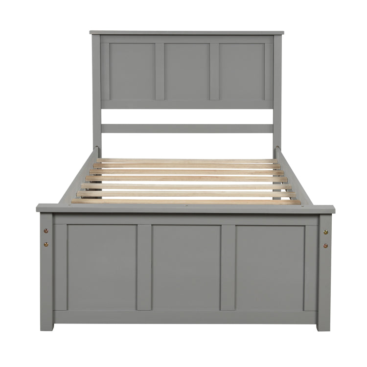 Platform Storage Bed, 2 Drawers With Wheels, Twin Size Frame, Gray