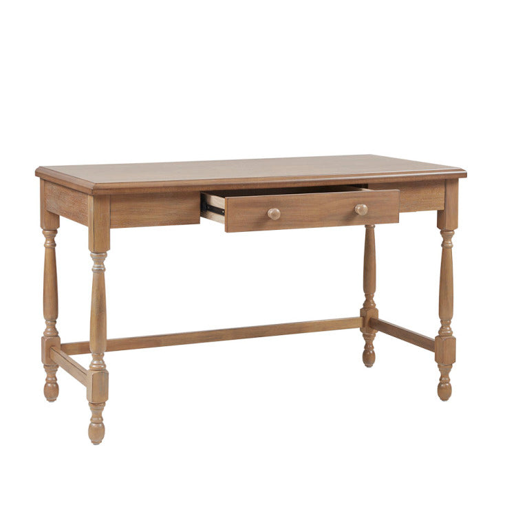 Solid Wood Desk With 1 Drawer And Turned Legs