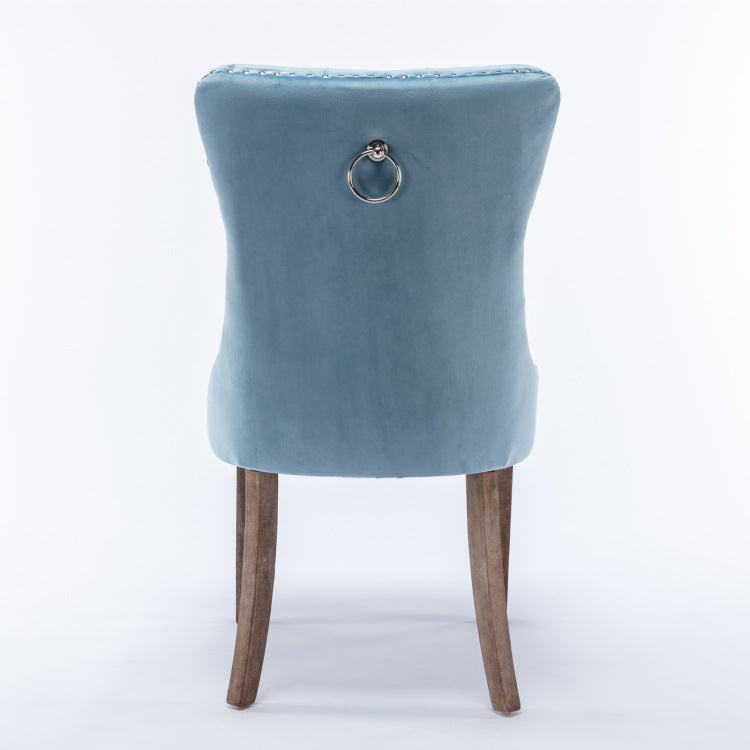 Nikki Collection Modern, High End Tufted Solid Wood Contemporary Velvet Upholstered Dining Chair With Wood Legs Nailhead Trim 2 Pcs Set,Light Blue, Sw2001Lb