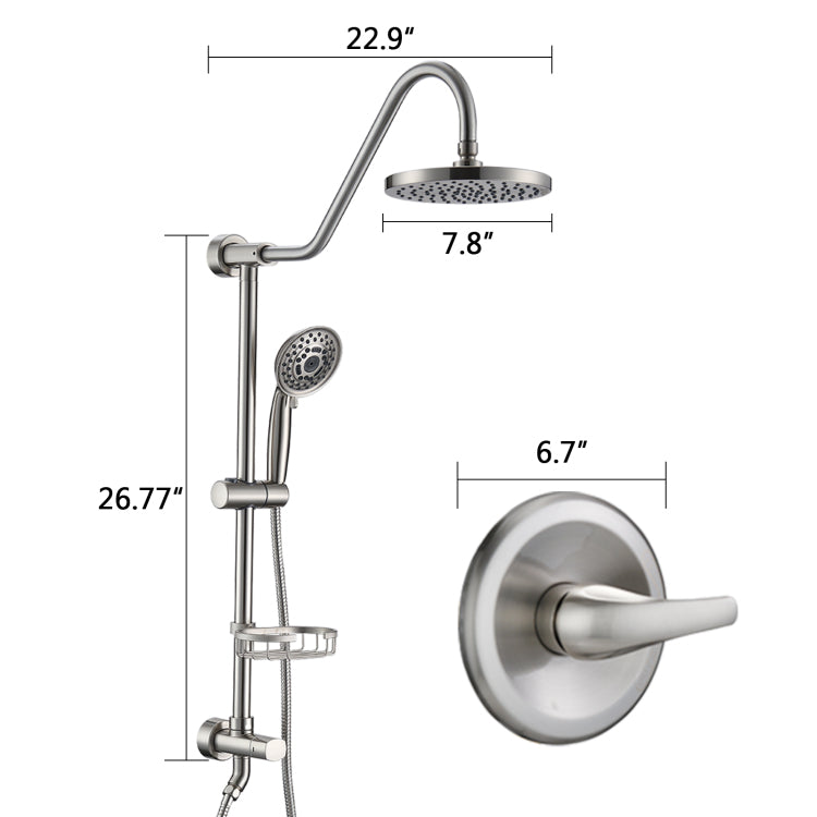Shower Head With Handheld Shower System With 8" Rain Shower Head Rough In Valve Included
