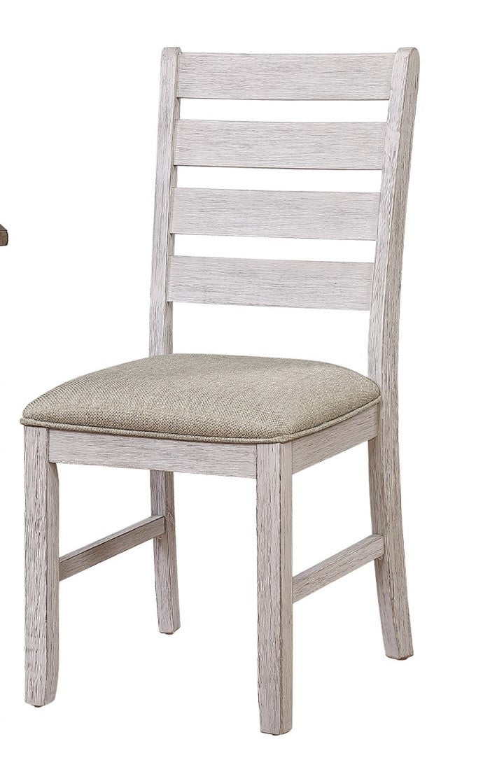 Casual Dining Room Side Chairs 2Pc Set Grayish White Finish Upholstered Seat Transitional Design Furniture