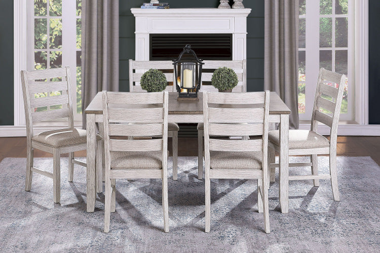 Casual Dining Room Side Chairs 2Pc Set Grayish White Finish Upholstered Seat Transitional Design Furniture