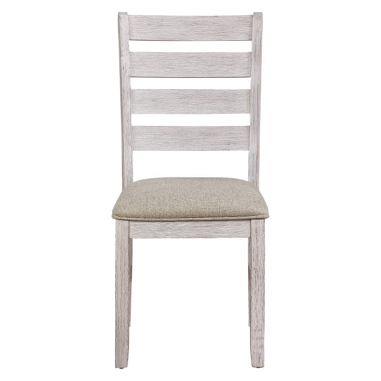 Casual Dining Room Side Chairs 2Pc Set Grayish White Finish Upholstered Seat Transitional Design Furniture