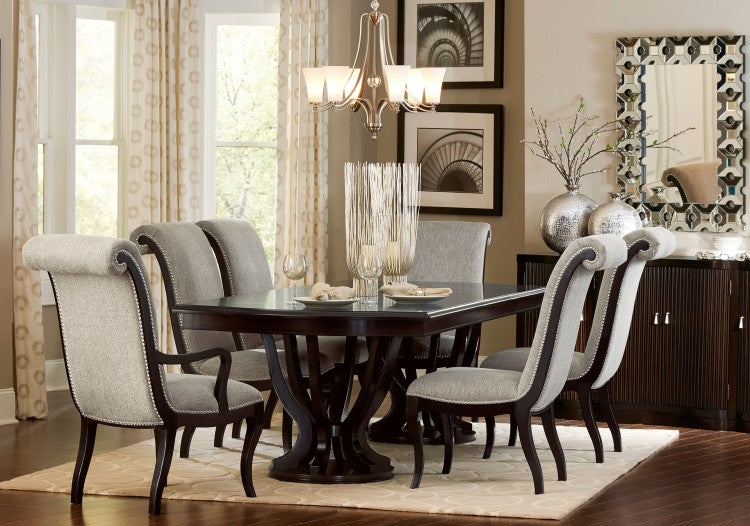 Contemporary Design Espresso Finish 1Pc Rectangular Double Pedestal Table With Extension Leaf Dining Furniture