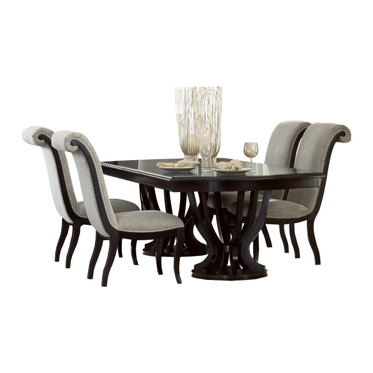 Contemporary Design Espresso Finish 1Pc Rectangular Double Pedestal Table With Extension Leaf Dining Furniture