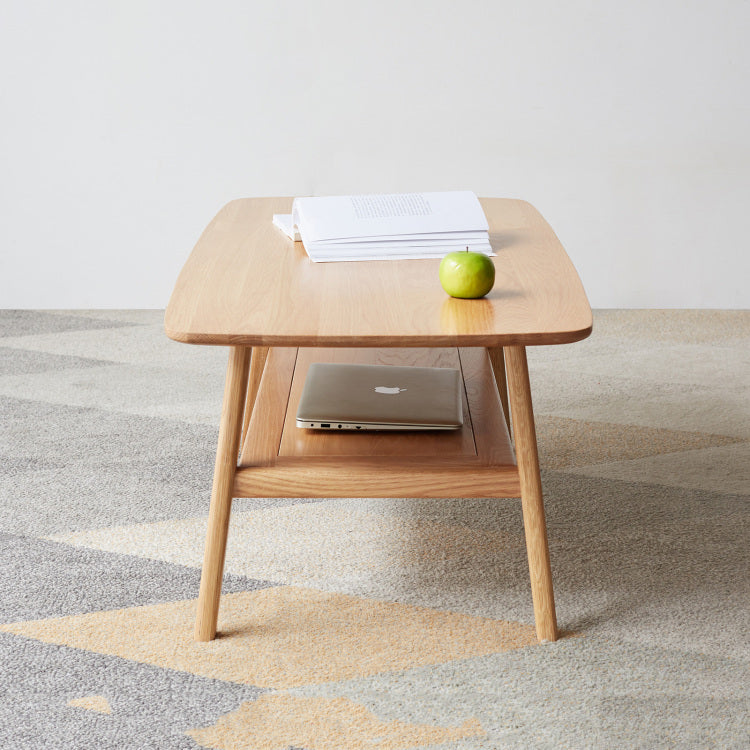 Center Table Low Table 100% Solid Wood Top Plate Desk Coffee Table Width 100 X Depth 50 X Height 44 Cm Study Desk Work From Home Easy To Assemble Natural Wood With Storage Shelf Natural Writing Desk