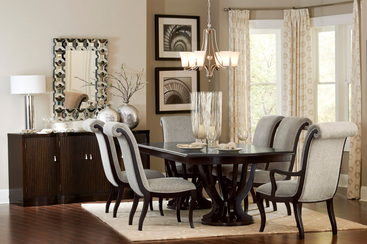 Contemporary Design Espresso Finish 1Pc Rectangular Double Pedestal Table With Extension Leaf Dining Furniture