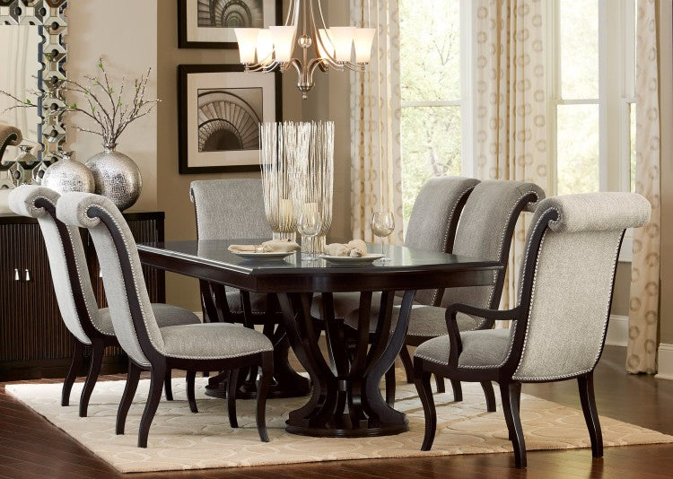 Contemporary Design Espresso Finish 1Pc Rectangular Double Pedestal Table With Extension Leaf Dining Furniture