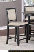 Beautiful Black Finish Wooden Counter Height Chairs 2Pcs Set Beige Color Textured Fabric Upholstered Dining Chairs